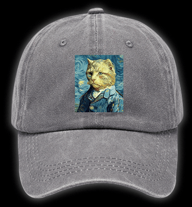 Vincent Willem van Gogh Cat Vintage Washed 100% Cotton Baseball Hat - TheDrunkShark