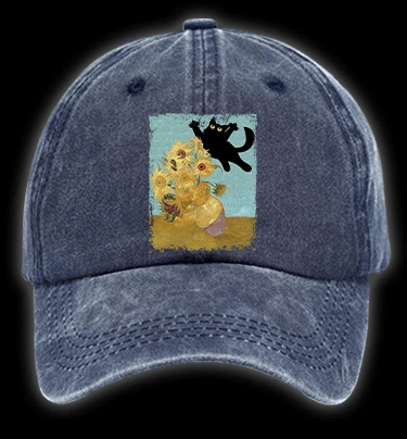 Vincent Willem van Gogh Cat Vintage Washed 100% Cotton Baseball Hat - TheDrunkShark