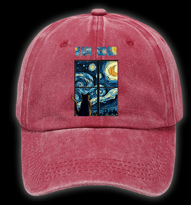 Vincent Willem van Gogh Cat Vintage Washed 100% Cotton Baseball Hat - TheDrunkShark