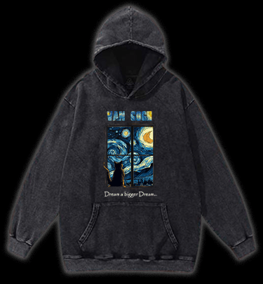 Vincent Willem van Gogh Cat Vintage Washed 100% Cotton Hoodie - TheDrunkShark