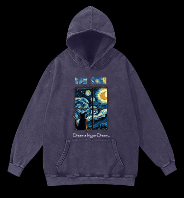 Vincent Willem van Gogh Cat Vintage Washed 100% Cotton Hoodie - TheDrunkShark
