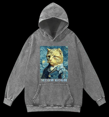 Vincent Willem van Gogh Cat Vintage Washed 100% Cotton Hoodie - TheDrunkShark