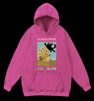 Vincent Willem van Gogh Cat Vintage Washed 100% Cotton Hoodie - TheDrunkShark