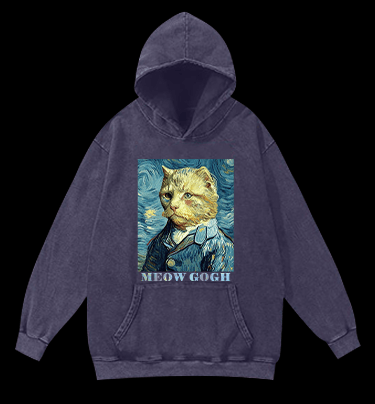 Vincent Willem van Gogh Cat Vintage Washed 100% Cotton Hoodie - TheDrunkShark