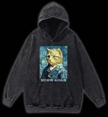 Vincent Willem van Gogh Cat Vintage Washed 100% Cotton Hoodie - TheDrunkShark
