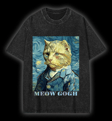 Vincent Willem van Gogh Cat Vintage Washed 100% Cotton T-Shirt - TheDrunkShark