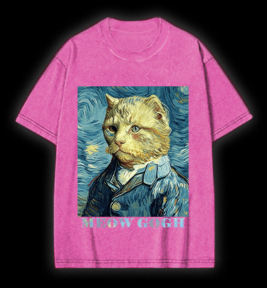 Vincent Willem van Gogh Cat Vintage Washed 100% Cotton T-Shirt - TheDrunkShark