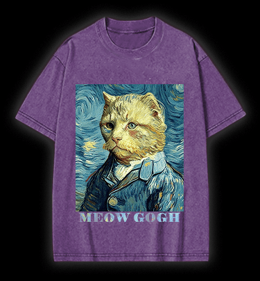 Vincent Willem van Gogh Cat Vintage Washed 100% Cotton T-Shirt - TheDrunkShark