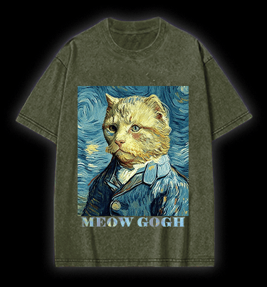 Vincent Willem van Gogh Cat Vintage Washed 100% Cotton T-Shirt - TheDrunkShark