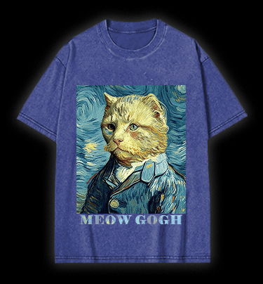 Vincent Willem van Gogh Cat Vintage Washed 100% Cotton T-Shirt - TheDrunkShark