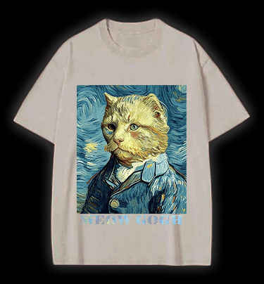 Vincent Willem van Gogh Cat Vintage Washed 100% Cotton T-Shirt - TheDrunkShark