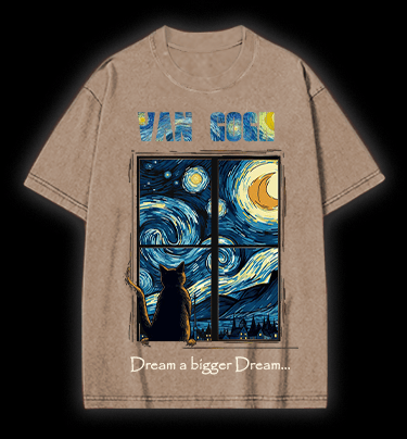 Vincent Willem van Gogh Cat Vintage Washed 100% Cotton T-Shirt - TheDrunkShark