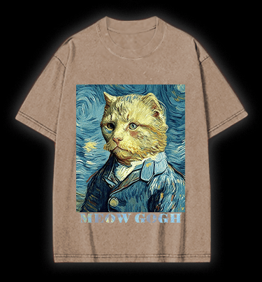 Vincent Willem van Gogh Cat Vintage Washed 100% Cotton T-Shirt - TheDrunkShark
