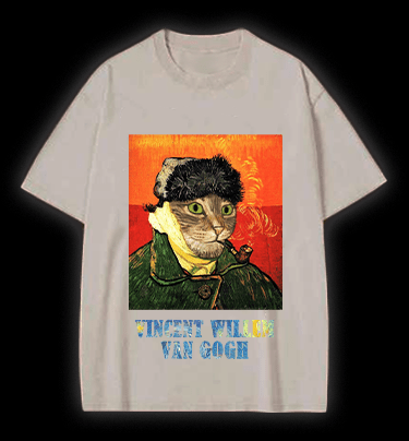 Vincent Willem van Gogh Cat Vintage Washed 100% Cotton T-Shirt - TheDrunkShark