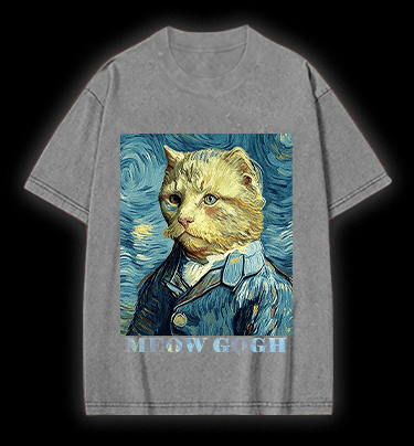 Vincent Willem van Gogh Cat Vintage Washed 100% Cotton T-Shirt - TheDrunkShark