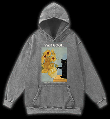 Vincent Willem van Gogh Sunflowers Vintage Washed 100% Cotton Hoodie - TheDrunkShark
