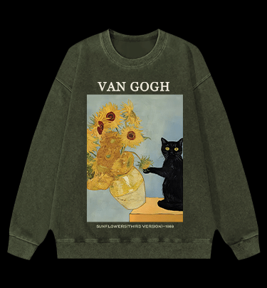 Vincent Willem van Gogh Sunflowers Vintage Washed 100% Cotton Sweatshirt - TheDrunkShark