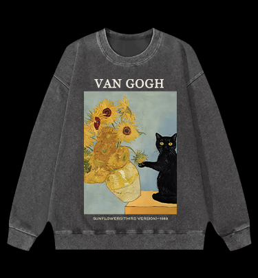 Vincent Willem van Gogh Sunflowers Vintage Washed 100% Cotton Sweatshirt - TheDrunkShark