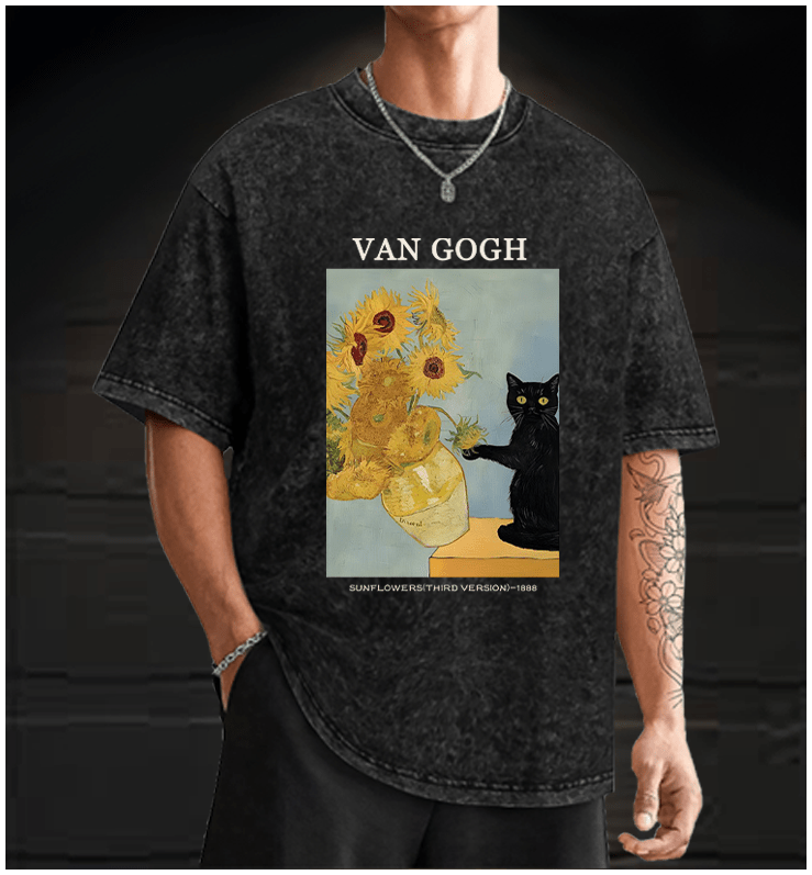 Vincent Willem van Gogh Sunflowers Vintage Washed 100% Cotton T-Shirt - TheDrunkShark