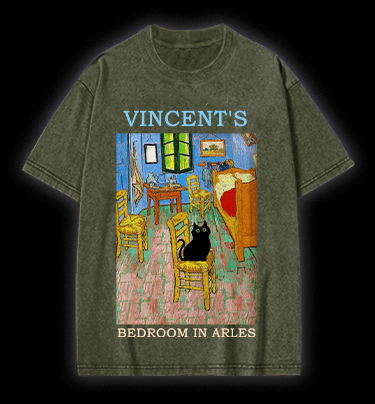 Vincent's Bedroom In Arles Vintage Washed 100% Cotton T-Shirt - TheDrunkShark