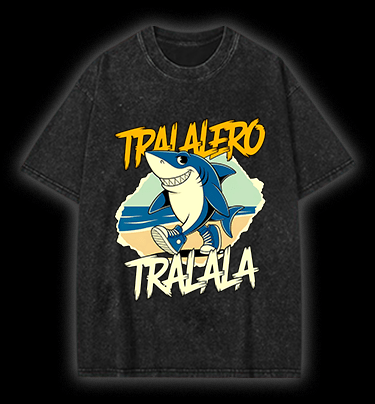 Walking Shark Vintage Washed 100% Cotton T-Shirt - TheDrunkShark