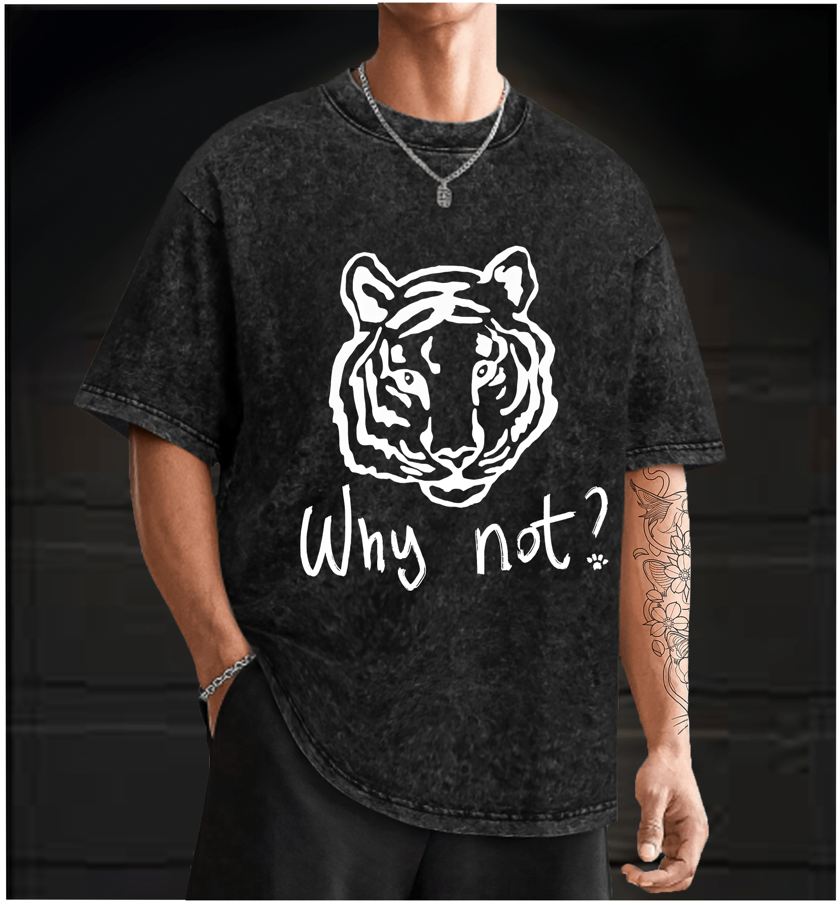Why not Tiger Vintage Washed 100% Cotton T-Shirt - TheDrunkShark