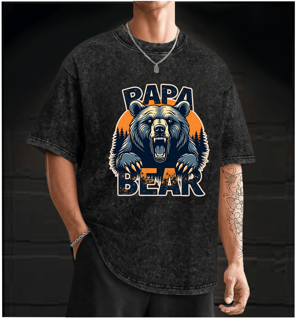 Wild Bear Papa Vintage Washed 100% Cotton T-Shirt - TheDrunkShark