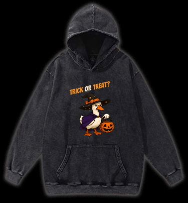 Witch Goose's Treat Vintage Washed 100% Cotton Hoodie - TheDrunkShark