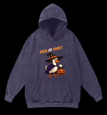 Witch Goose's Treat Vintage Washed 100% Cotton Hoodie - TheDrunkShark