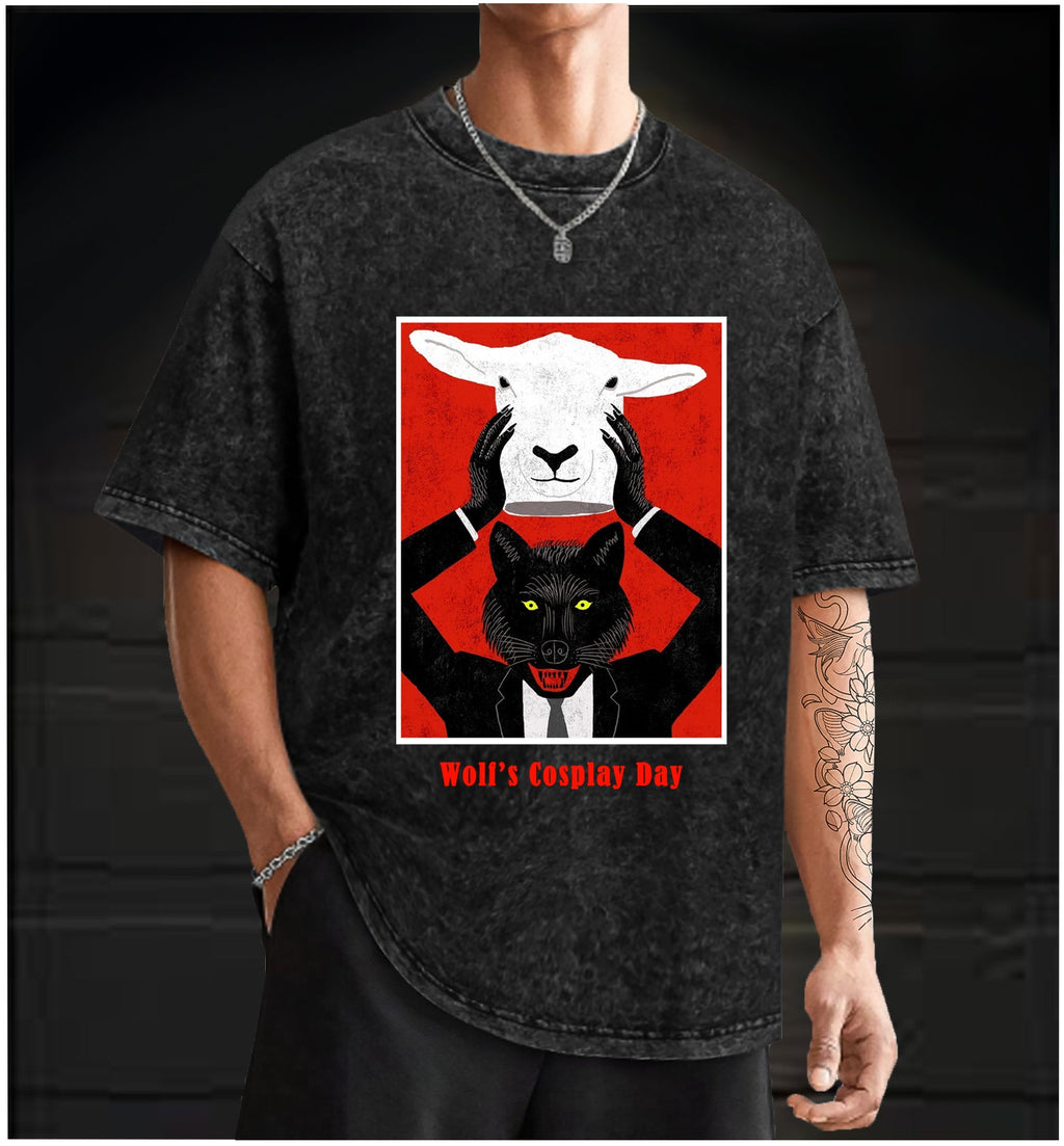  Wolf??£¤s Cosplay Day  Vintage Washed 100% Cotton T-Shirt - TheDrunkShark