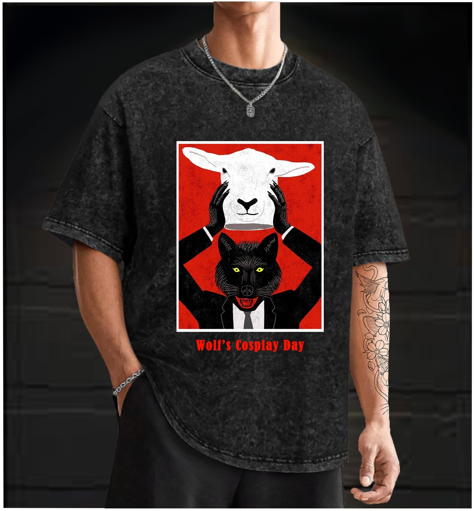 Wolf??£¤s Cosplay Day  Vintage Washed 100% Cotton T-Shirt - TheDrunkShark