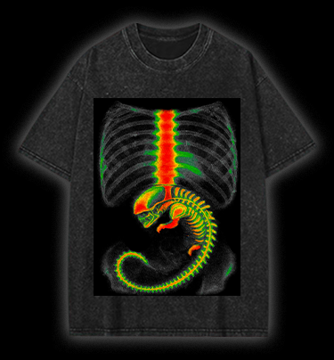  Xenomorph  Monster Vintage Washed 100% Cotton T-Shirt - TheDrunkShark