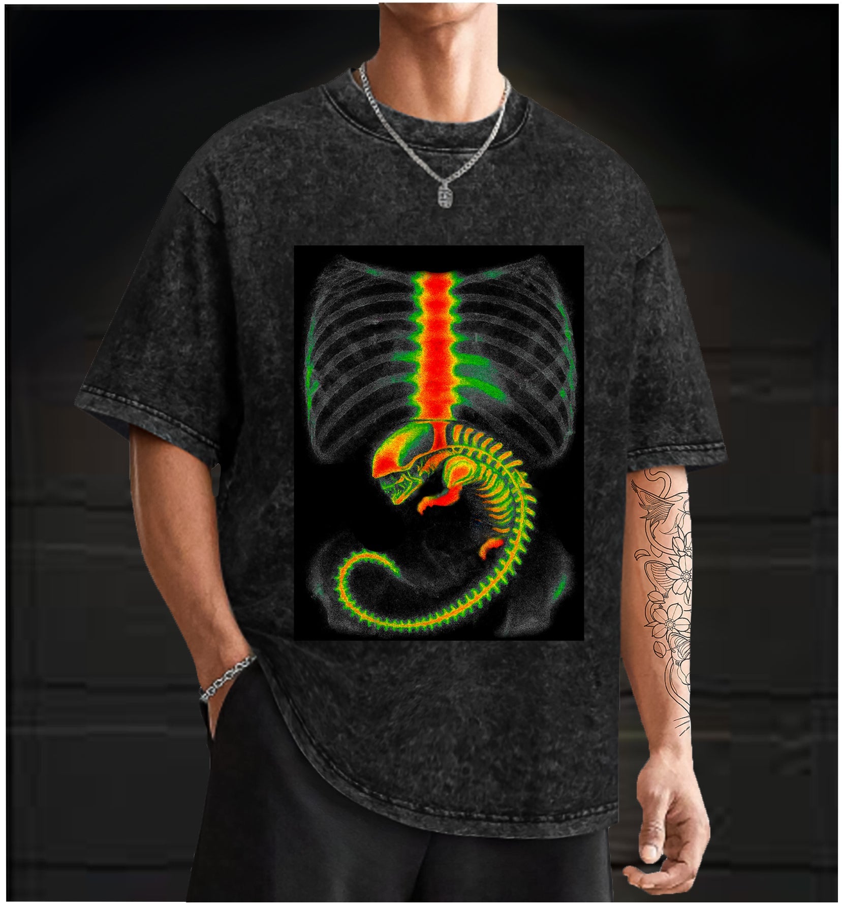  Xenomorph  Monster Vintage Washed 100% Cotton T-Shirt - TheDrunkShark