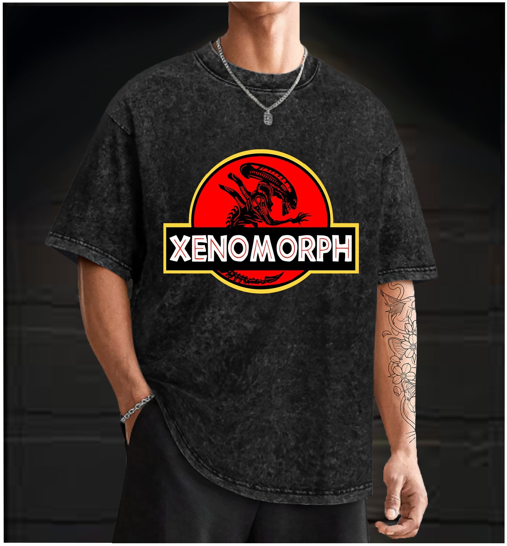  Xenomorph Park  Vintage Washed 100% Cotton T-Shirt - TheDrunkShark