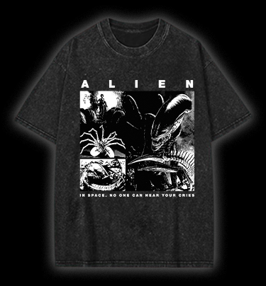  Xenomorph  Vintage Washed 100% Cotton T-Shirt - TheDrunkShark