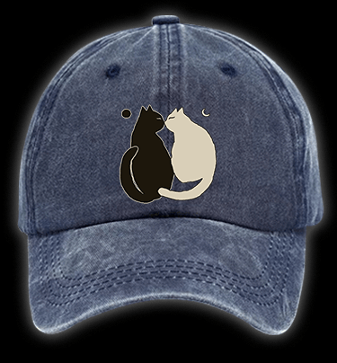 Yin - Yang Cats Vintage Washed 100% Cotton Baseball Hat - TheDrunkShark