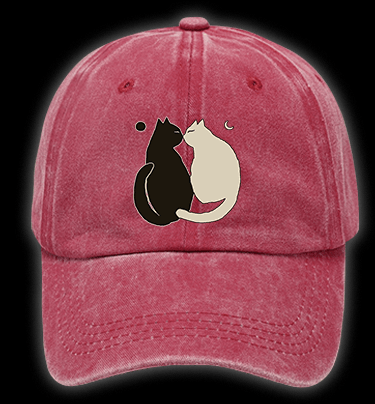 Yin - Yang Cats Vintage Washed 100% Cotton Baseball Hat - TheDrunkShark