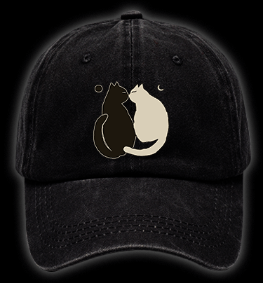Yin - Yang Cats Vintage Washed 100% Cotton Baseball Hat - TheDrunkShark
