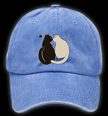 Yin - Yang Cats Vintage Washed 100% Cotton Baseball Hat - TheDrunkShark