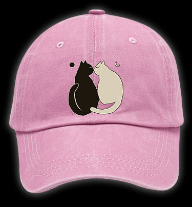 Yin - Yang Cats Vintage Washed 100% Cotton Baseball Hat - TheDrunkShark