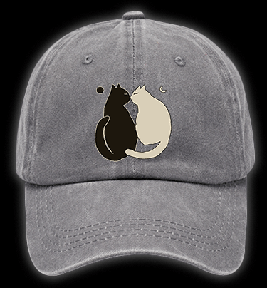 Yin - Yang Cats Vintage Washed 100% Cotton Baseball Hat - TheDrunkShark