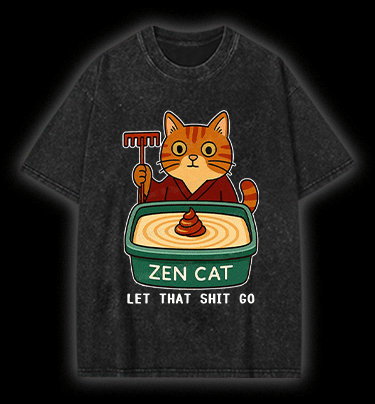  Zen Cat  Vintage Washed 100% Cotton T-Shirt - TheDrunkShark